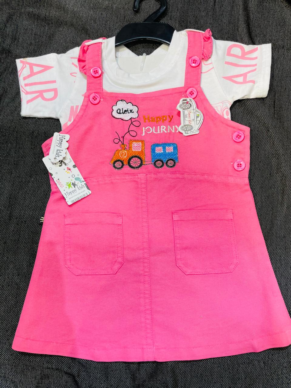 Happy Kids Baby Girls Dungaree Dress Set of 6 piece